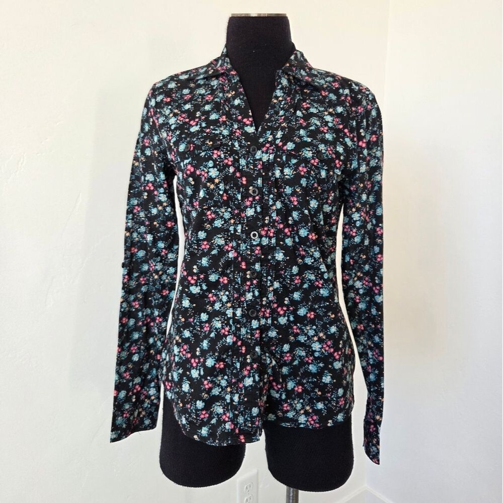 Miley Cyruz X Max Azria Floral Cotton Button Up Blouse Top Western Y2K Boho M